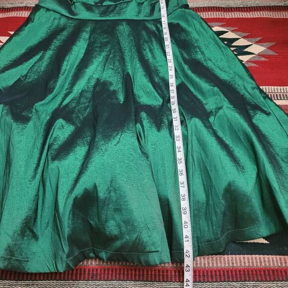NWT ModCloth Fantastic Taffeta Fit & Flare Dress Sz 16‎ Green Iridescent Retro - Picture 7 of 9
